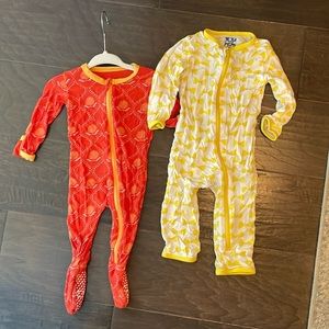 (2) Kickee Pant zipper footie and romper. 3-6m